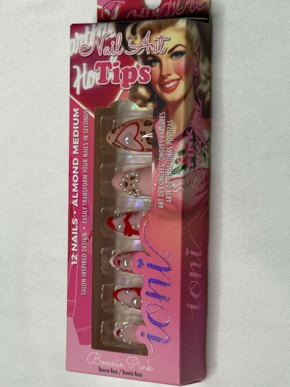 Ioni Bonnie Pink Cowgirl Press On Nails Medium Almond 12pc Nail Art Tips - Picture 4 of 9